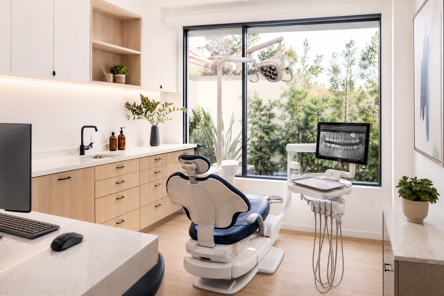 Modern, calm dental treatment room